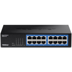 TRENDnet TEG-S17D 16-Port Unmanaged Gigabit Ethernet Switch, Desktop or rackmount, fanless